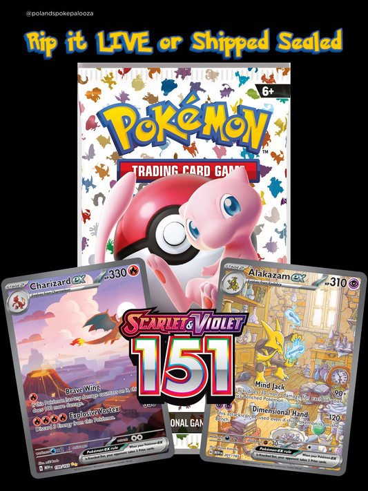 Scarlet & Violet 151 Booster Pack (Rip LIVE or Shipped Sealed)